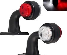 2pcs Elbow LED Side Marker Lights 12-30V Waterproof Trailer Side Marker Lamp Double Side Warning Light White/Red for Truck Trailer Lorry RV Caravan
