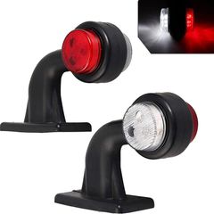 2pcs Elbow LED Side Marker Lights 12-30V Waterproof Trailer Side Marker Lamp Double Side Warning Light White/Red for Truck Trailer Lorry RV Caravan