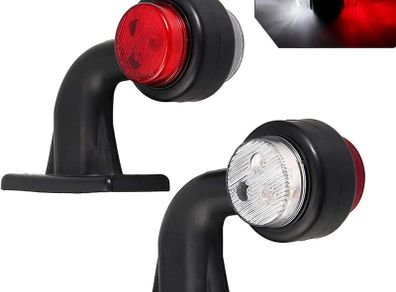 2pcs Elbow LED Side Marker Lights 12-30V Waterproof Trailer Side Marker Lamp Double Side Warning Light White/Red for Truck Trailer Lorry RV Caravan