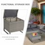 4 Pieces Rattan Garden Furniture Set, 4 Seater Garden Sofa Set with Storage Box, Loveseats and Glass Top Table, Wicker Outdoor Conservatory Furniture with Cushions for Outdoor, Patio, Grey Image 3
