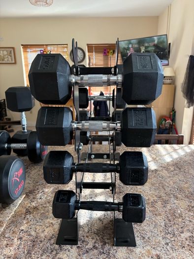 Hex Dumbbells + Rack / Storage Stand, Cheap!!