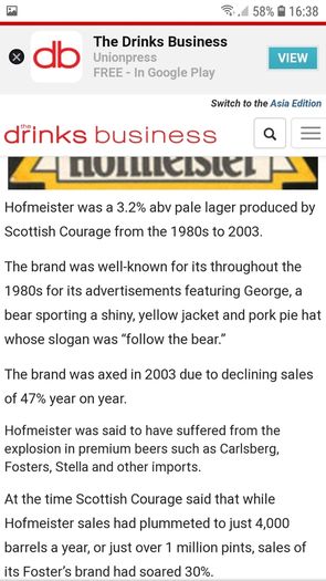 Hofmeister ceramic ashtray advertising ,Scottish pale ale lager,from 1980s to 2003,,ie "" fellow the bear"" George ""collectors item price includes post to anywhere in ireland thank you, very good condition