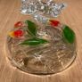 Footed Glass Fruit Bowl with Painted Red & Yellow Tulips Image 8