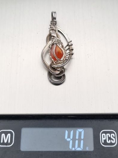 Vintage 925 Sterling Silver & Carnelian Artisan Pendant