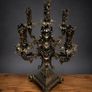 Striking Gothic Medieval-Style 5 Branch Bronze Antique Candelabra Image 3