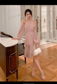 DAZY Women's Ruffle Ruffle Trim Casual Elegant Spring/Summer Dress