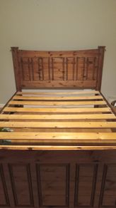 King size Pine bed with two bedside lockers