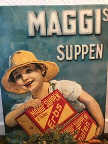 Rare large  Maggis Suppen metal sign