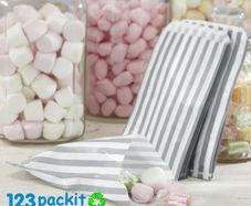Lot of 200 Silver Candy bags ideal for Xmas, gifts, candy weddings parties candy cart shop small retails and sweet shops SIZE 5x7 inches