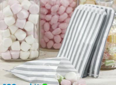 Lot of 200 Silver Candy bags ideal for Xmas, gifts, candy weddings parties candy cart shop small retails and sweet shops SIZE 5x7 inches