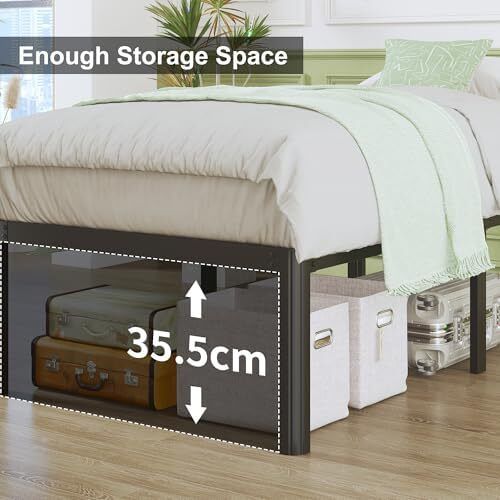 41 cm High Super King Bed Frame, 180 x 200 cm Metal Bed Frame Super King with Rounded Corner Legs