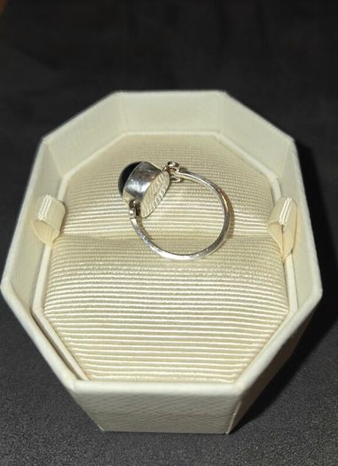 925 Sterling Silver & Black Onyx Stone Ring - Size 7/N