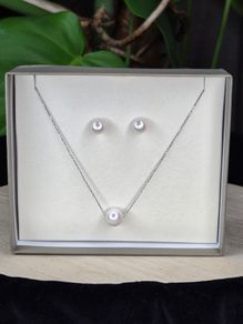 Honora Collection Sterling Silver 925 Cultured Pearl Necklace & Earrings Jewelry Set with Box