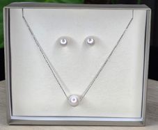 Honora Collection Sterling Silver 925 Cultured Pearl Necklace & Earrings Jewelry Set with Box
