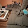 L couch, swivel love seat and large footstool Image 7
