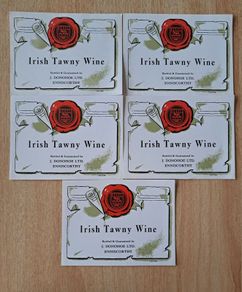 Lot of 5 vintage  Irish Tawny wine labels
