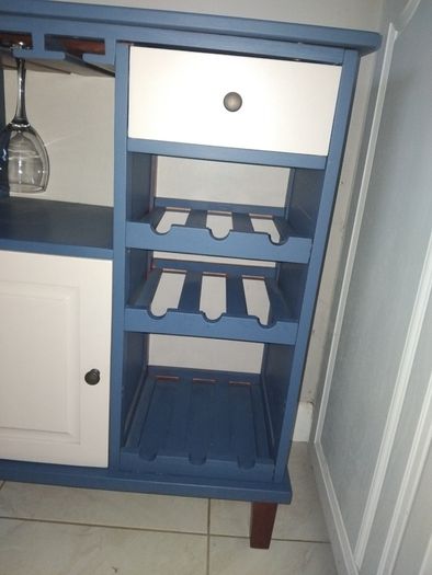 Blue and cream wooden drinks cabinet