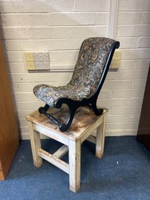 antique ebonised ladies nursing low slipper vintage chair