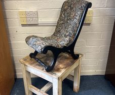 antique ebonised ladies nursing low slipper vintage chair