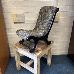 antique ebonised ladies nursing low slipper vintage chair