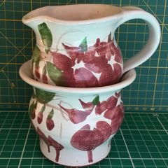 Judy Greene Pottery Fuchsia Range  Milk Jug & Sugar Bowl Set