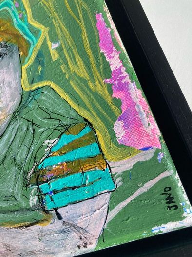 Framed Original Abstract Portrait of Baby Boy Toddler  Original Irish Art