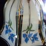 Glass Ceiling Light Shade Frosted Grey, Blue & Green, Gold Trim. SUPER CONDITION Image 9