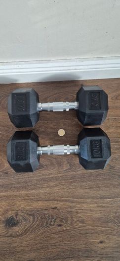 2 sets of used hexagonal dumbbells