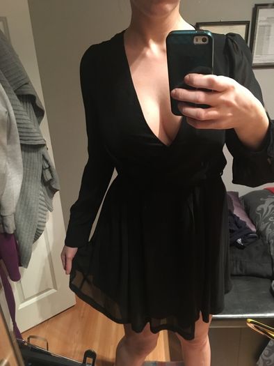A WEAR black chiffon long sleeved dress