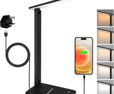 Desk Lamp Dimmable Led Table Lamp Reading Light with USB Charging Port, 5 Lighting Modes, Touch Control Desk Light, Foldable Nail Lamp for Studying Working Reading Office Bedside