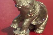 Vintage Pewter and Crystal Miniature Elephant Figurine
