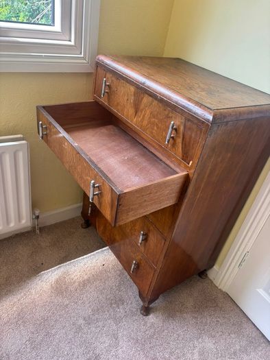 Vintage Art Deco Style Tallboy / 5-Drawer Chest