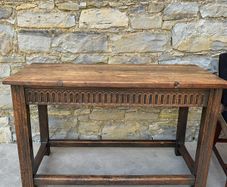 Early 20th Century Jacobean Revival Solid Oak Console Table.