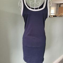 navy sleeveless dress