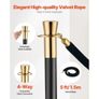 6 Pcs Crowd Control Barrier with 4 Black Velvet Ropes, 5 ft Stainless Steel Stanchion Post Queue with Sand Injection Hollow Base for Theater, Party, Wedding, Exhibition, Black Image 4