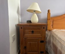 Two pine bedside lockers