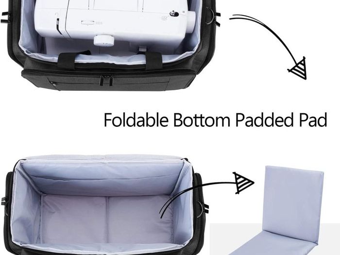 Sewing Machine Carrying Bag with Removable Pad, Travel Case for Sewing Machine and Accessories (Fit for Most Standard Sewing Machines), Black