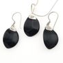 925 Sterling Silver & Black Onyx Sajen Designer Necklace And Earrings Set Image 4