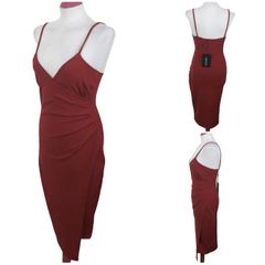 Pretty Little Thing Red Strappy Pencil Wrap Dress  Uk 10 BNWTS includes postage