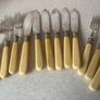 Vintage Set 1960's 6 Etched Fish Knives& 6 Forks stamped JTS @ EP Image 3