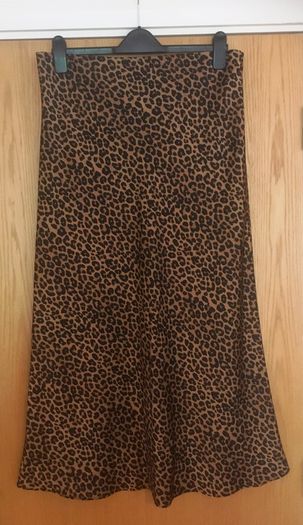 Satin Animal Print Maxi Skirt New