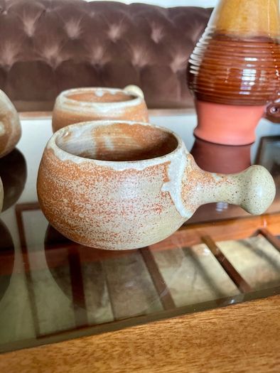 Rare Youghal Irish Studio Pottery Soup Bowls with Handles Japandi