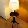 Vintage wooden floor lamp featuring an integrated circular table on classic tripod base  height 109cm Image 3