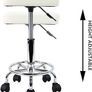 Square Rolling Stool with Foot Rest PU Leather Height Adjustable Spa Drafting Salon Tattoo Work Swivel Stools Task Chair Small Image 2