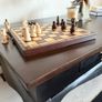 Hand-Restored Two Tone Satin Black Solid Wood Coffee Table Image 2