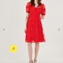 Monsoon Bright Coral Orange Embroidered Mesh Cut-Out Back Midi Dress 18UK/46EU Image 3