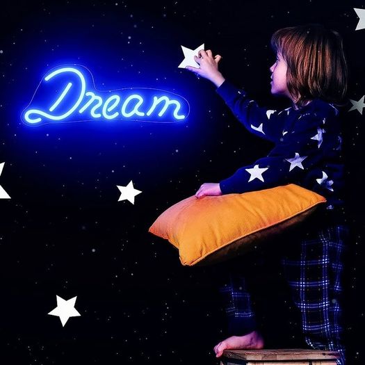 Neon Sign Dream Led Neon Light Wall Light Led Wall Decor, Battery or USB Powered Light Up Acrylic Neon Sign for Bedroom, Kids Room, Living Room, Bar, Party, Christmas