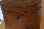 Antique Victorian Hat Box Metal Oval Brown