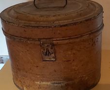 Antique Victorian Hat Box Metal Oval Brown