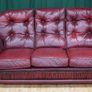 Deep-Red Leather Three Seater Image 2